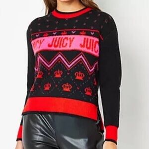 NWT! Juicy Couture logo princess crown crew neck sweater L